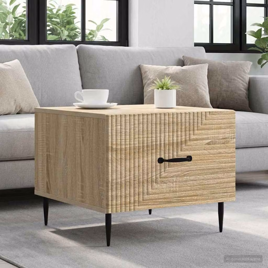 vidaXL Tavolino da salotto moderno con cassetto in legno marrone L: 49 cm, P: 50 cm, H: 40 cm