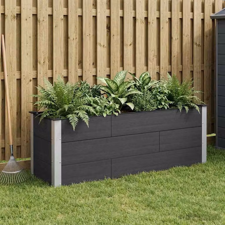 Letto rialzato da giardino vidaXL in WPC e alluminio, Nero, L: 150 cm, P: 50 cm, H: 54 cm