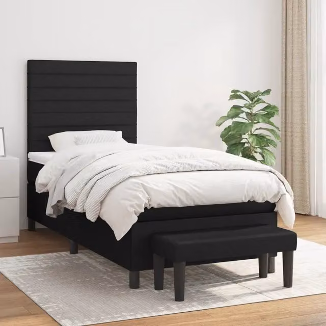 Letto Ibrido con Giroletto a Molle e Materasso vidaXL, Colore Nero e Bianco, L/P/H: 80 x 200 x 203 cm