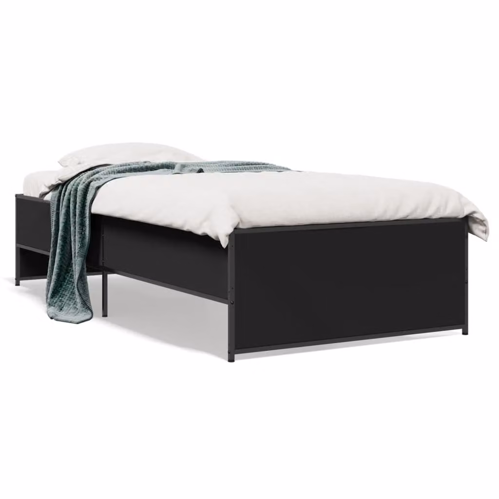 vidaXL Giroletto Nero in Legno e Metallo per Adulti L: 100 cm, P: 200 cm, H: 101,5 cm