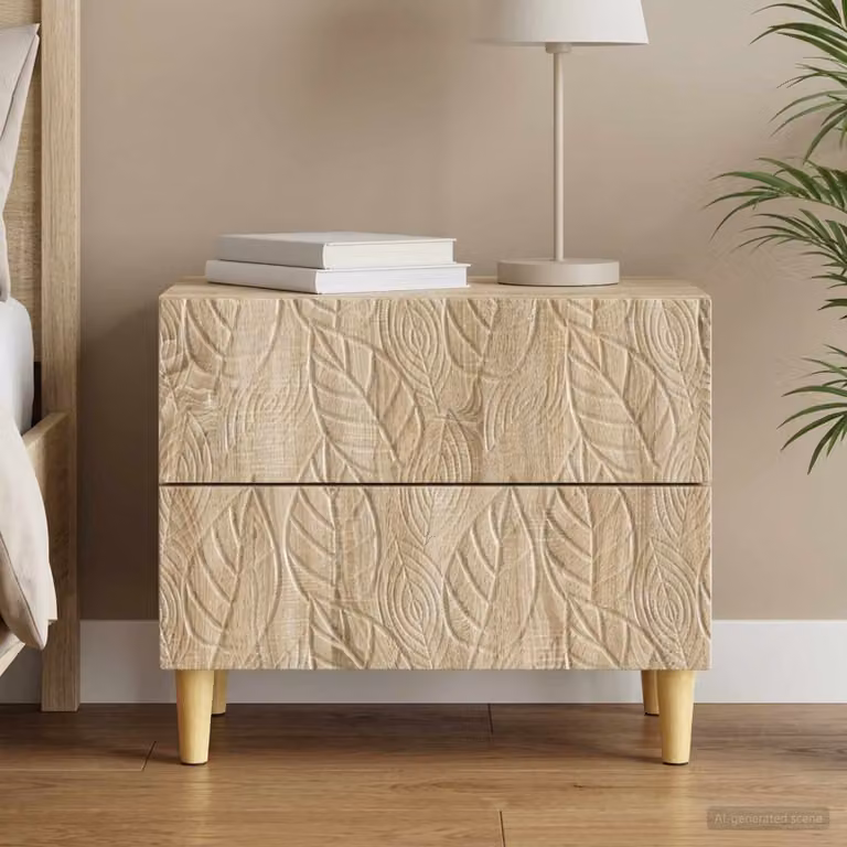 Comodino moderno vidaXL in legno color rovere sonoma, L 62 cm x P 34,5 cm x H 48 cm