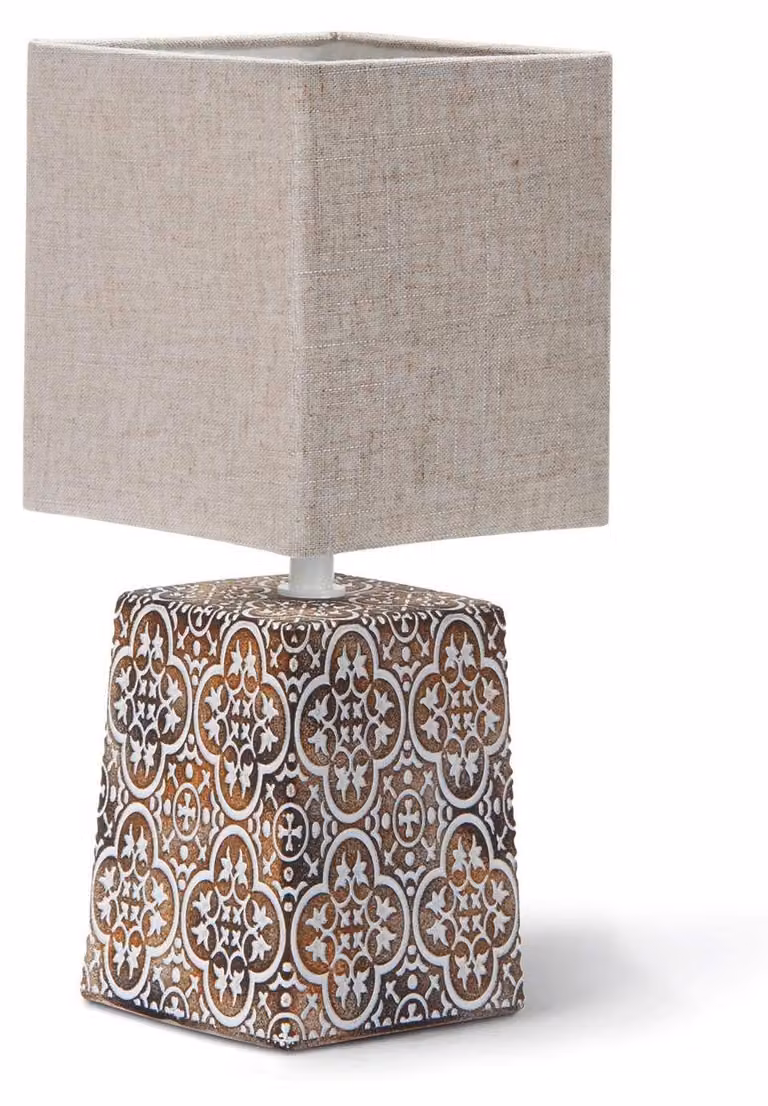 Lampada da tavolo Aigostar in Vetroceramica, lampada da tavolo vintage, ideale per comodini, tavolini e lampade da notte. Paralume in tessuto, design retrò e originale
