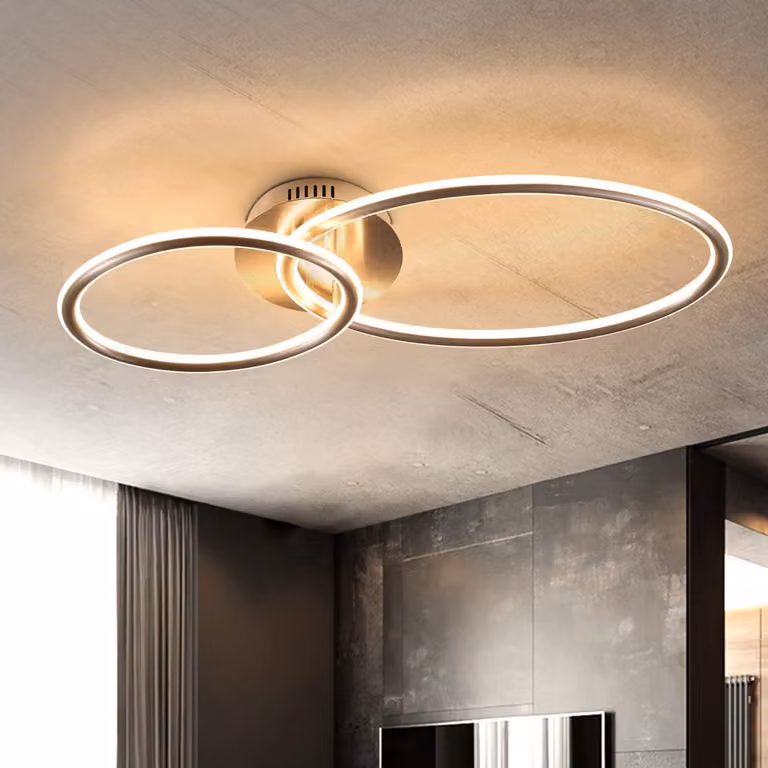 ZMH LED lampada da soffitto soggiorno plafoniera moderna anelli design luce bianca calda 3000K camera da letto lampada 29W in ferro e alluminio