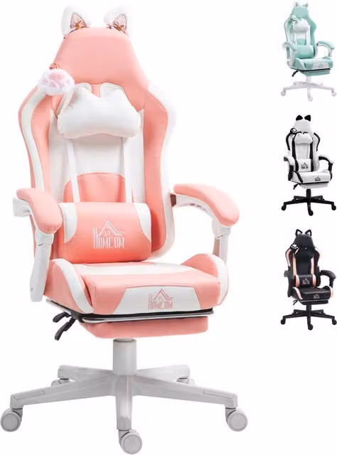 Sedia Gaming Reclinabile con Poggiapiedi ¨C Minimal ¨C Rosa