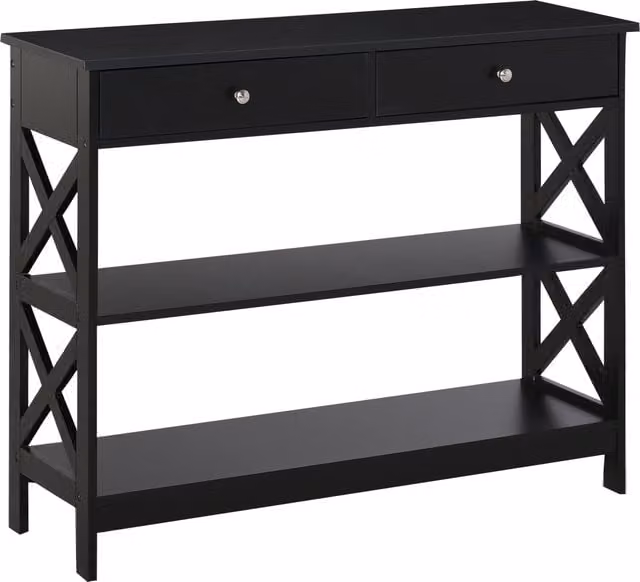 HOMCOM Tavolo Consolle con 2 Cassetti e 2 Mensole, Mobile da Ingresso e Soggiorno in MDF, 100x30.5x80cm, Nero