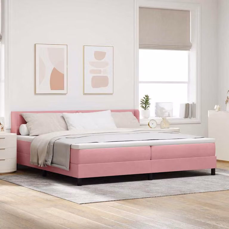 Maison Exclusive - Letto boxspring con testiera Rosa 200 x 200 cm in velluto