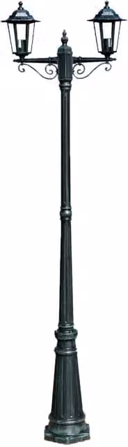 Lampada da terra decorativa doppia per esterno verde in metallo e vetro, Altezza: 215 cm – 1