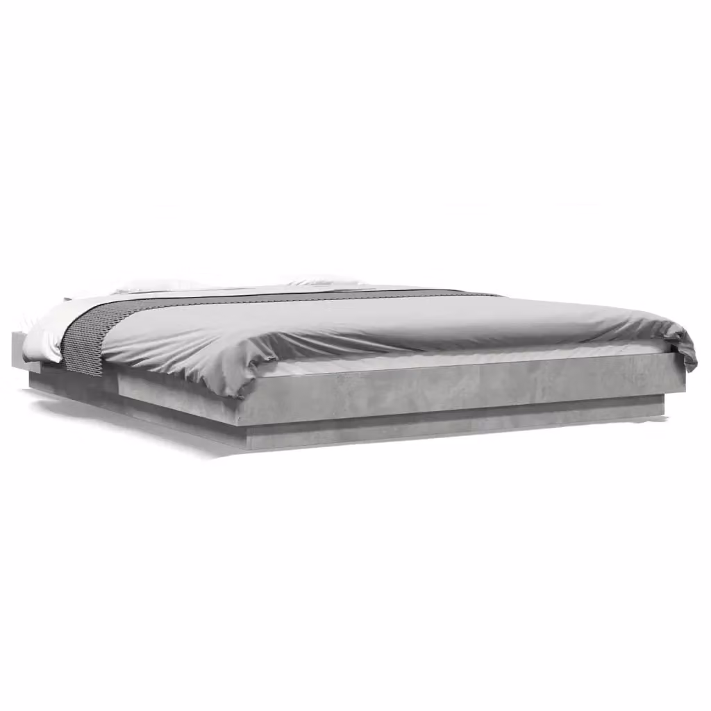 vidaXL Giroletto con Luci LED e Porta USB Grigio, L/P: 150 x 200 cm, Legno Multistrato – 2