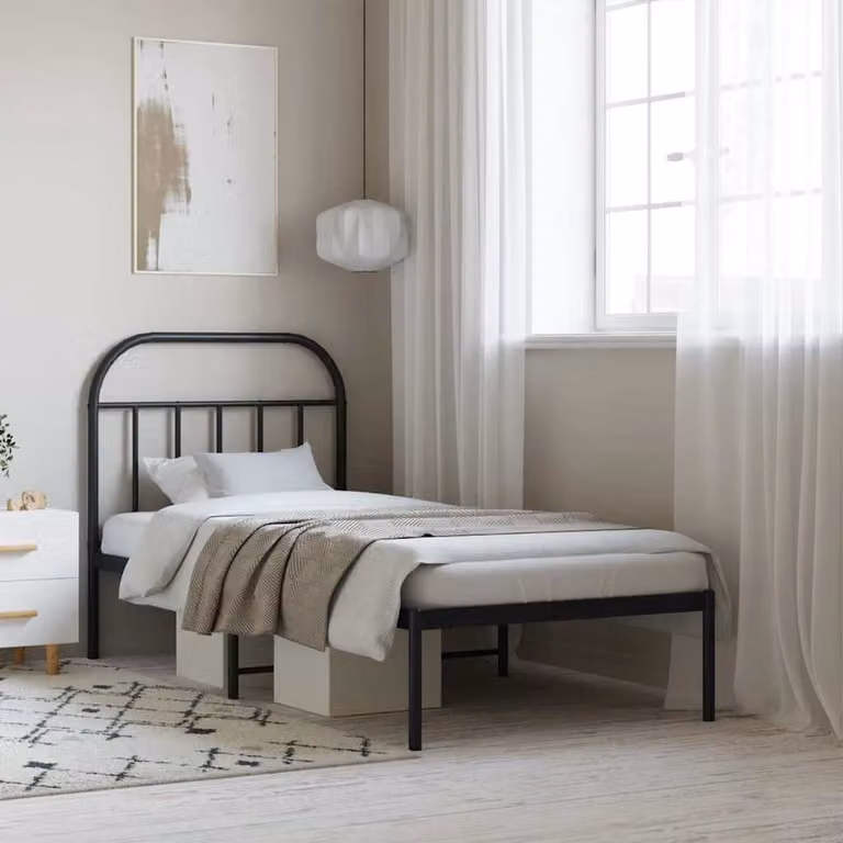 vidaXL Giroletto con Testiera in Metallo Nero L 90 cm x P 200 cm