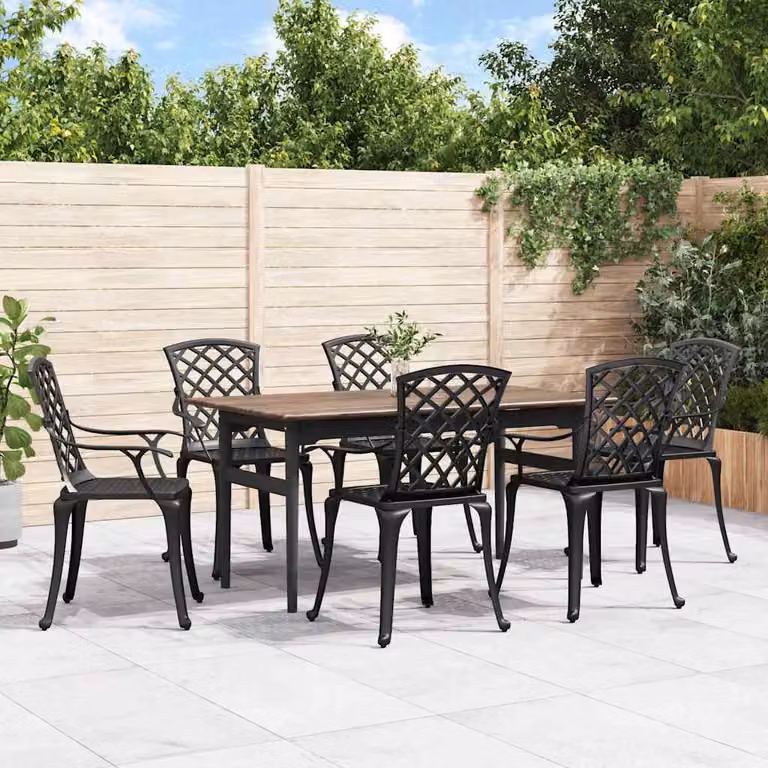 Set di 6 sedie da giardino vidaXL in alluminio pressofuso nero con braccioli