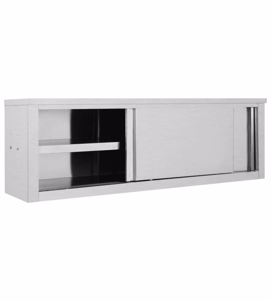 Armadio da Cucina ad Ante Scorrevoli 150x40x50cm Acciaio Inox
