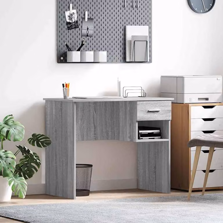 Maison Exclusive - Scrivania Sonoma grigio, 90 x 49 x 75 cm, realizzata in materiale composito di legno