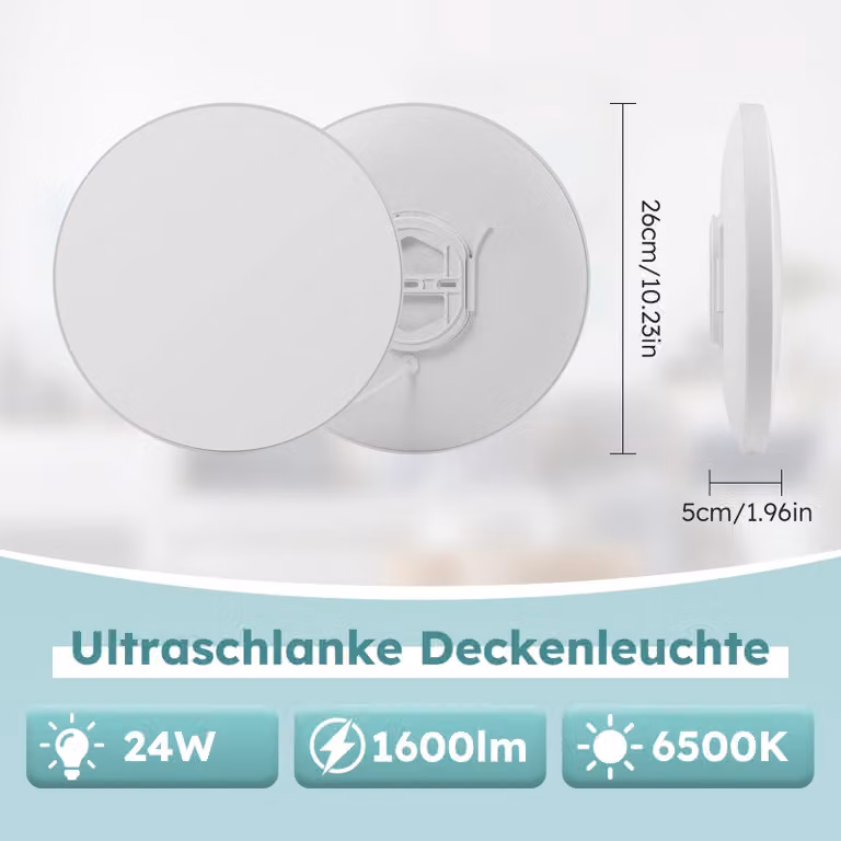 Pannello LED a soffitto - Forma circolare - 24 W - 6500 K - Confezione da 2 - Da incasso - Non dimmerabile