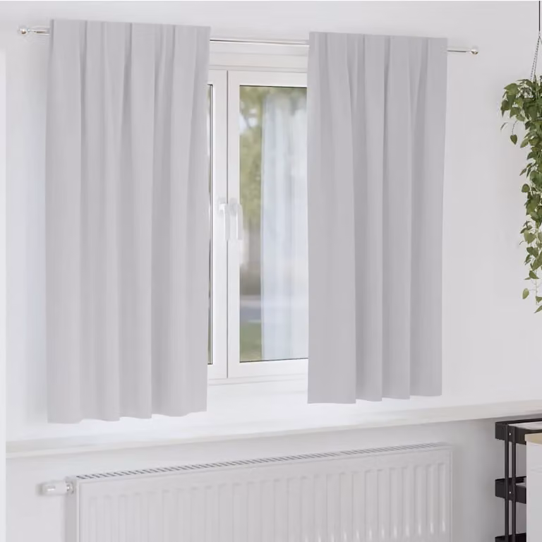 Set di 2 tende blackout vidaXL con anelli in poliestere, colore grigio, L: 175 cm x H: 140 cm