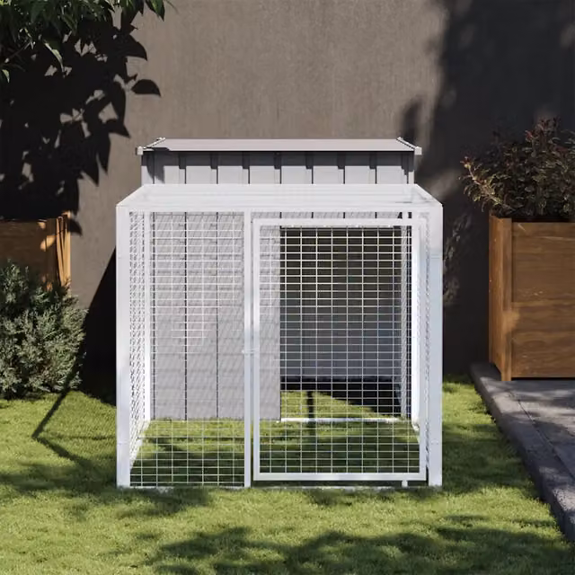Gabbia per polli con recinto Videx in acciaio zincato grigio chiaro H: 110 cm, L: 201 cm, P: 110 cm – 1