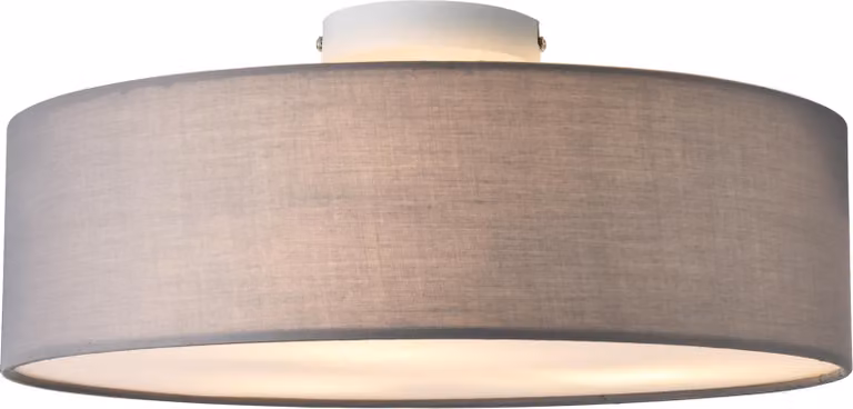 Lampada da soffitto Omaha 3 x E27, lampada a 3 luci, diametro 45 cm, plastica con effetto tessuto, organza, grigio/bianco [lux.pro]