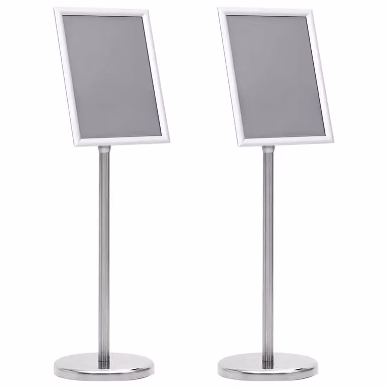 Set di 2 supporti per poster professionali vidaXL in alluminio color argento, H 108 x L 32,7 x P 24 cm