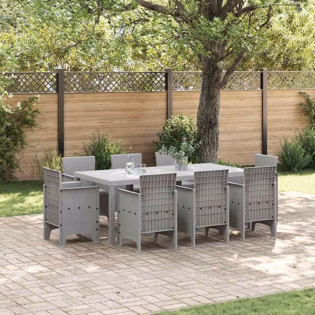 Maison Exclusive - Set da giardino per esterni, 9 pezzi, polipropilene grigio chiaro