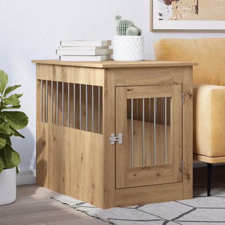 Gabbia per cani vidaXL in legno multistrato e metallo color marrone con finitura opaca