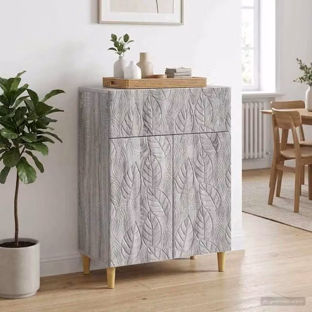 Credenza Sonoma vidaXL in legno ingegnerizzato grigio e marrone, L 66 cm x P 34,5 cm x H 90 cm