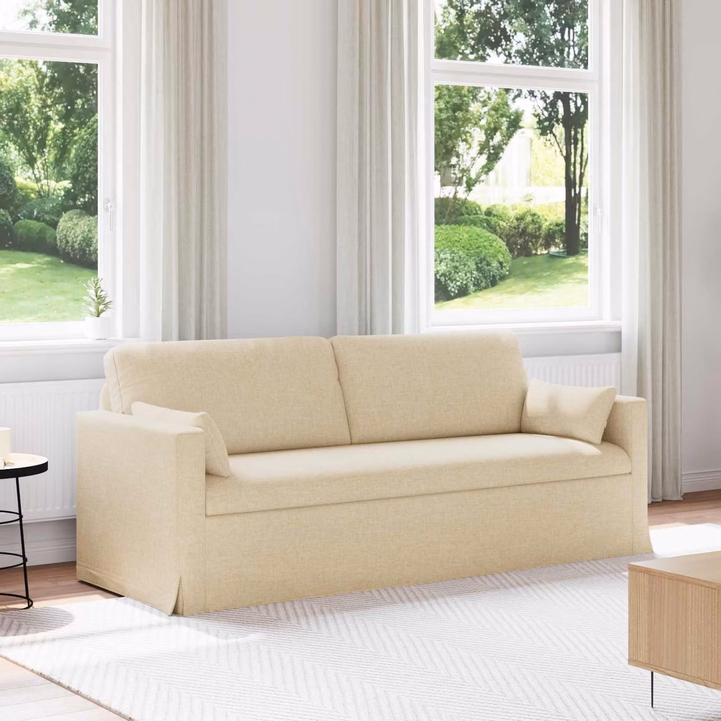 vidaXL Divano in tessuto beige con struttura in metallo L: 198 cm, P: 78 cm, H: 80 cm