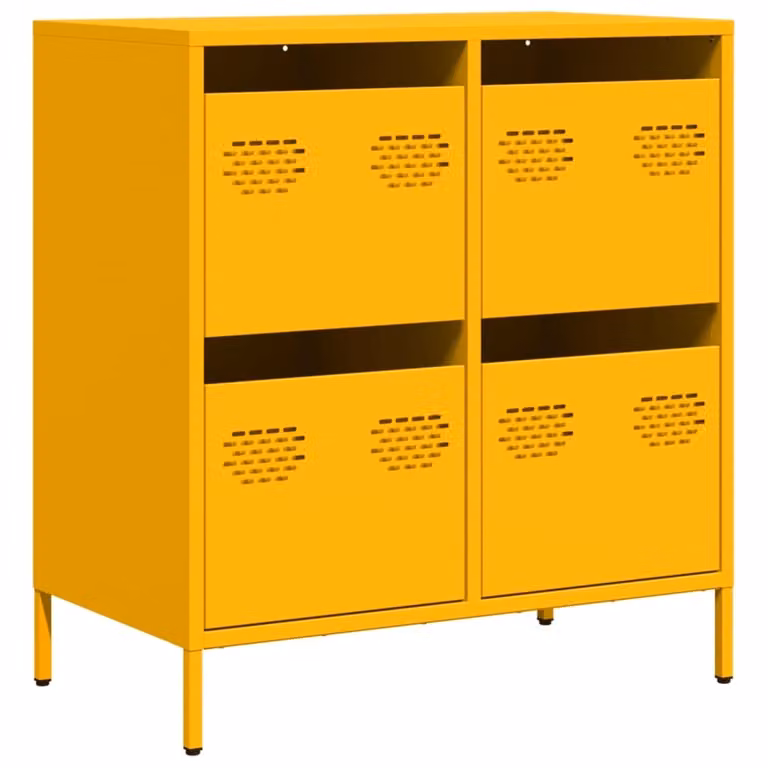 Credenza Giallo Senape 68x39x73,5 cm Acciaio Laminato a Freddo