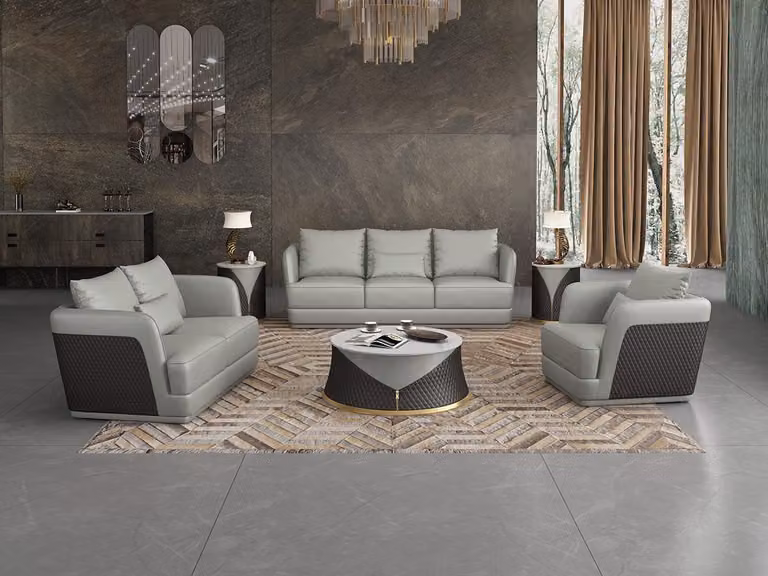 Sofagarnitur 3+2 Sitzer Wohnlandschaft Sofa Couch Polster Garnitur Ledersofa