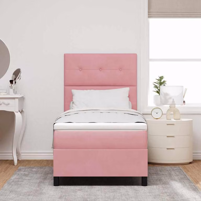 Maison Exclusive - Letto boxspring a LED con testiera rosa 80 x 200 cm in velluto