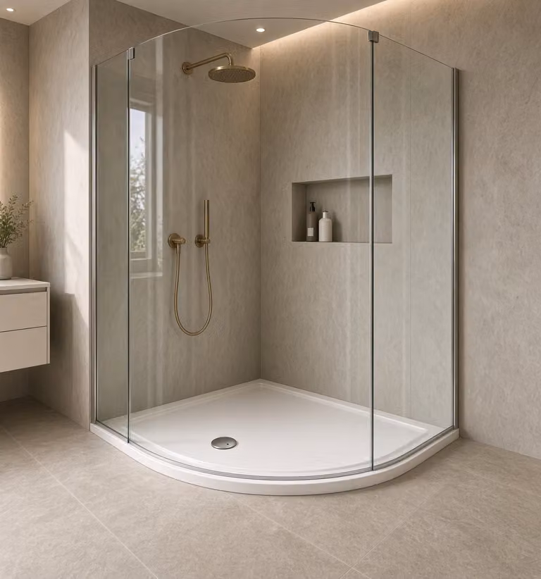 Piatto doccia 80x80 cm semicircolare ribassato Easyflat resina H3.5 cm MONACO Bianco