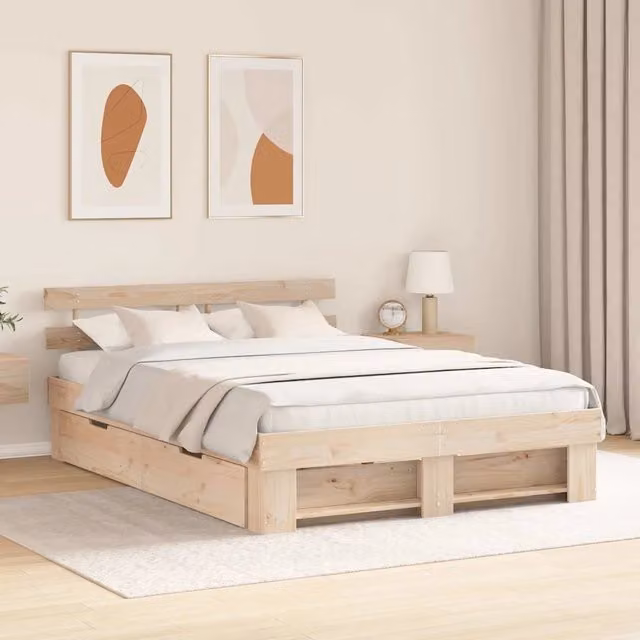 Struttura del letto-Giroletto Marrone 150 x 200 cm Pino massello 249359