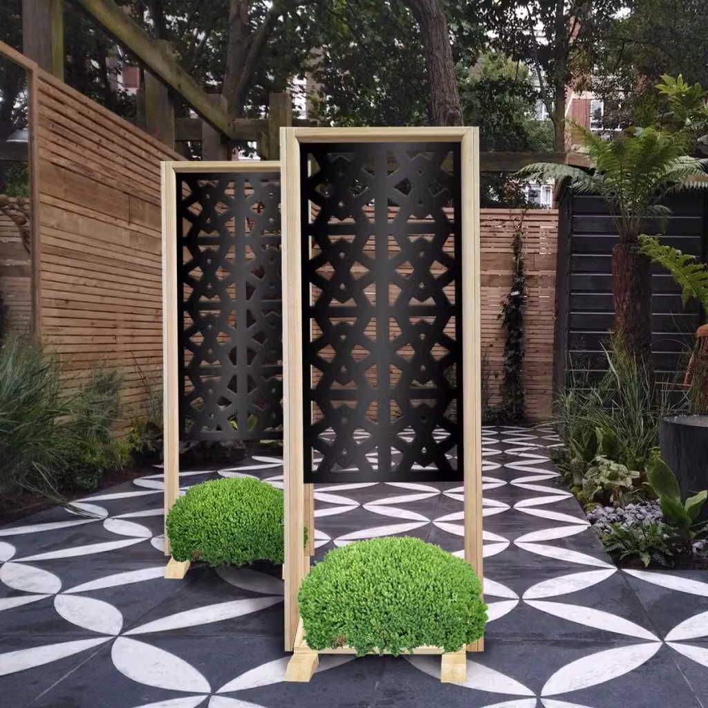 Paravento modulabile Signorbit in legno e PVC nero con design geometrico moderno L: 70 cm, H: 190 cm, P: 50 cm – 2