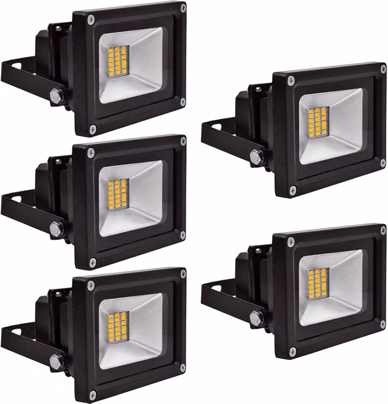 Greenmigo 5 pezzi, faretti LED SMD da 20 W, luce bianca calda, IP65, applique, illuminazione diffusa, lampada da giardino a LED, faretto da esterno