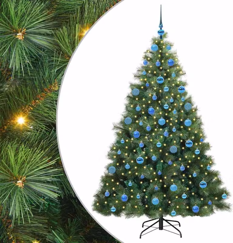 Albero di Natale artificiale con 300 LED Verde 180 cm PE e PVC