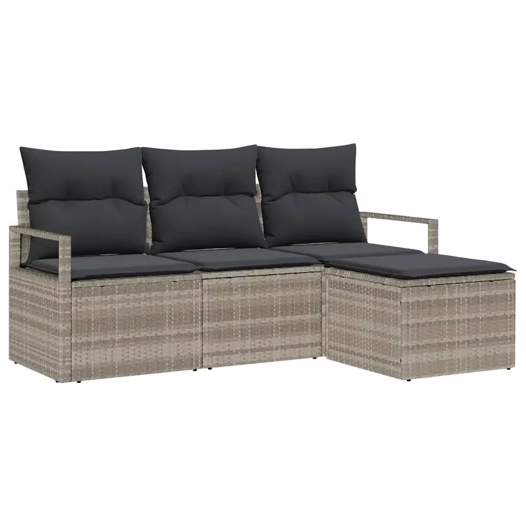 Set di divani da giardino vidaXL a forma di L con cuscini, colore grigio – 2