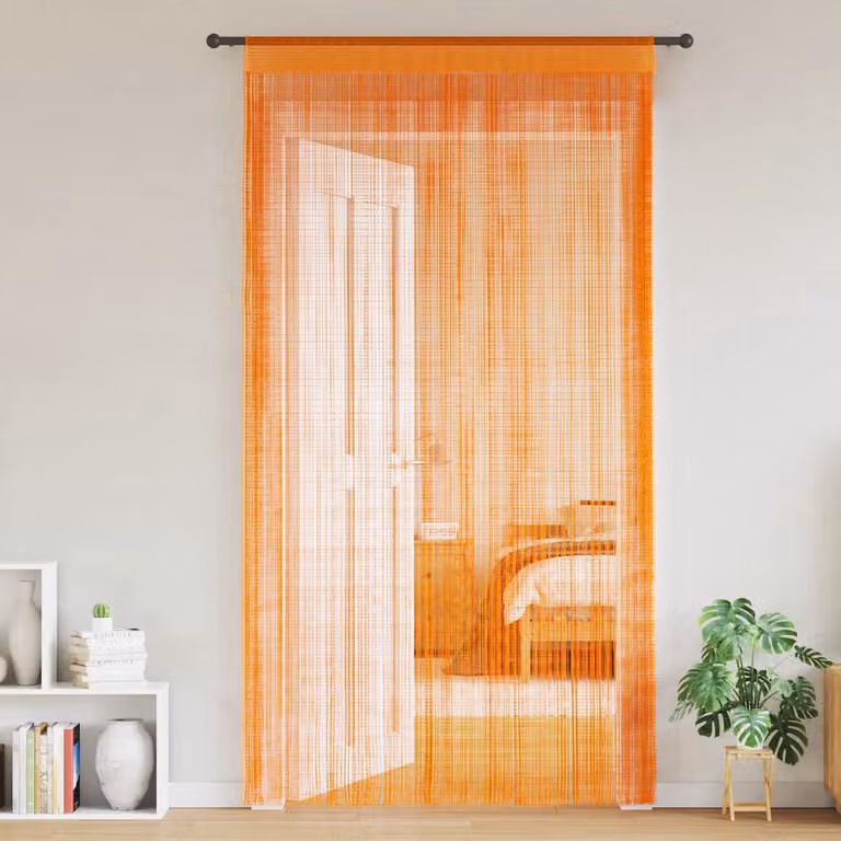 Set di 2 tende semitrasparenti vidaXL arancioni in poliestere con passante per bastone, L: 140 cm, H: 250 cm