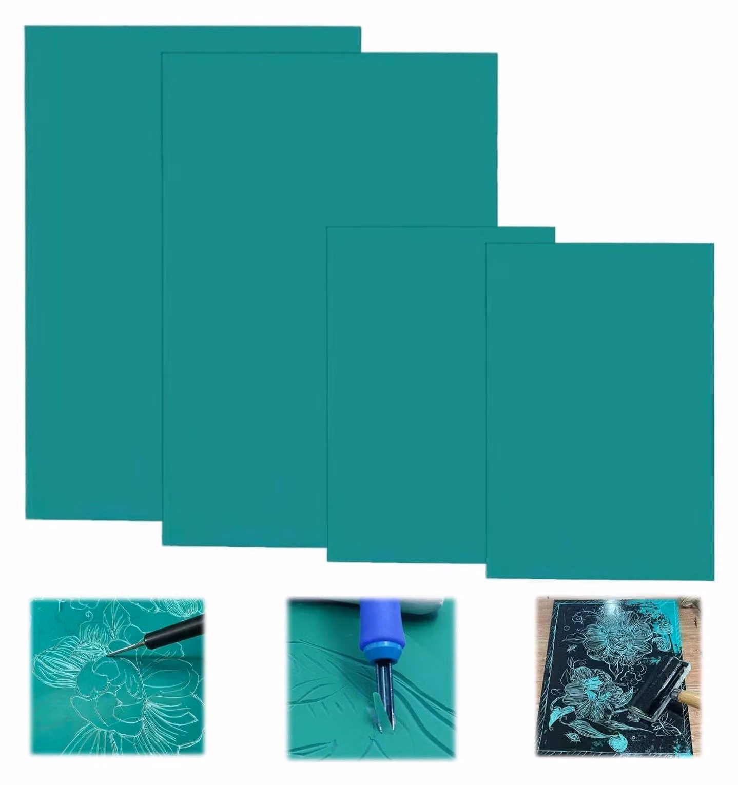 Set di 4 lastre di linoleum per artisti