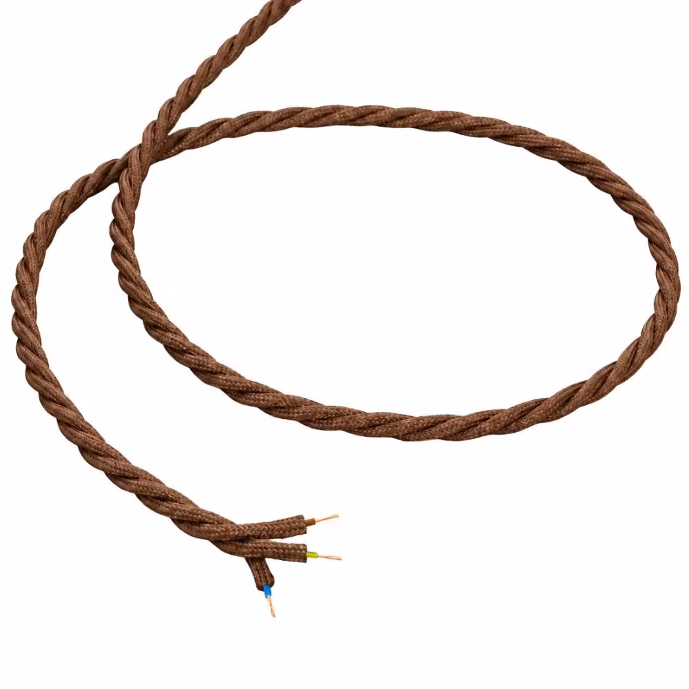 Cavo elettrico intrecciato in tessuto marrone per impianti a vista, lunghezza 50 m, sezione conduttore 3x2,5mm – 2