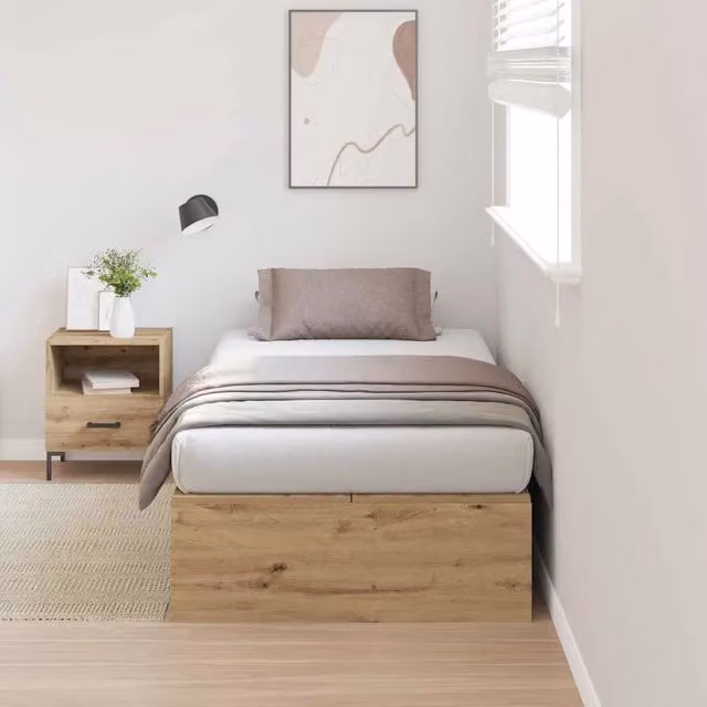 Struttura letto con contenitore-Giroletto con contenitore Rovere artigianale 100 x 200 cm
