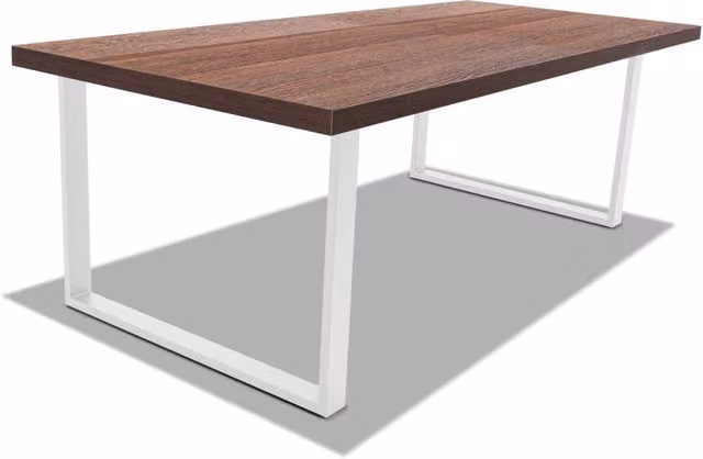 Tavolo da pranzo in legno e metallo con piedi quadrati bianchi - 220x100 cm