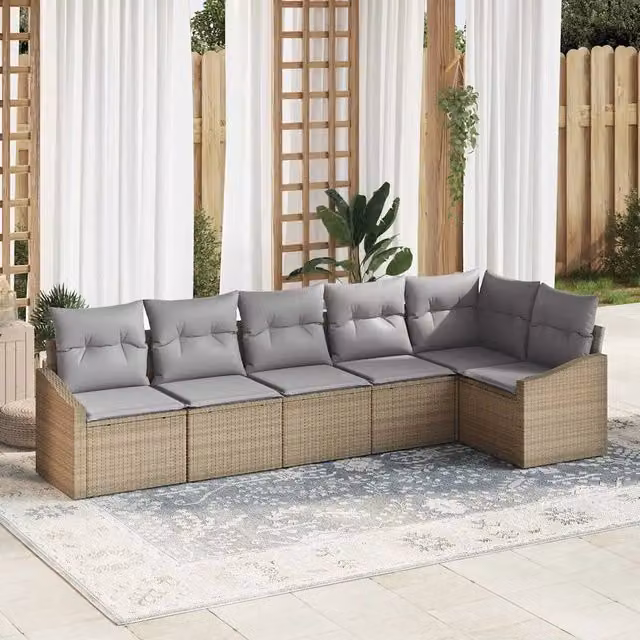 Set di divani 6 pz Beige polyrattan 3346740
