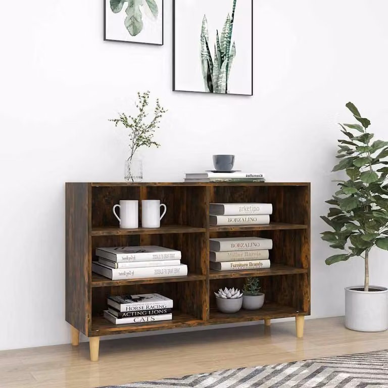 Credenza vidaXL in Legno Multistrato Rovere Fumo, Stile Scandinavo, L: 103,5 cm, P: 35 cm, H: 70 cm