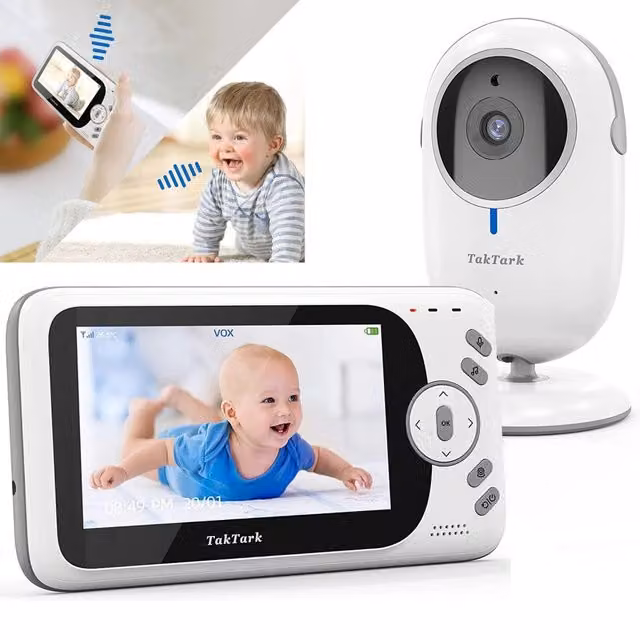Baby Monitor Video Digitale Wireless Trade Shop Q-sx905 con Monitor LCD da 4.3 pollici, Visione Notturna e Audio Bidirezionale, Bianco – 1