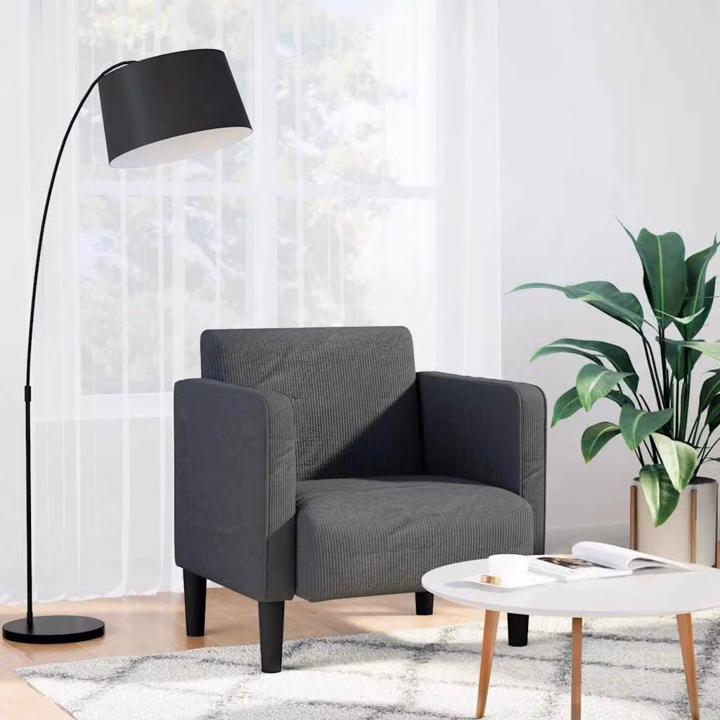 vidaXL Poltrona Lounge Moderna con Braccioli in Tessuto a Righe Grigio