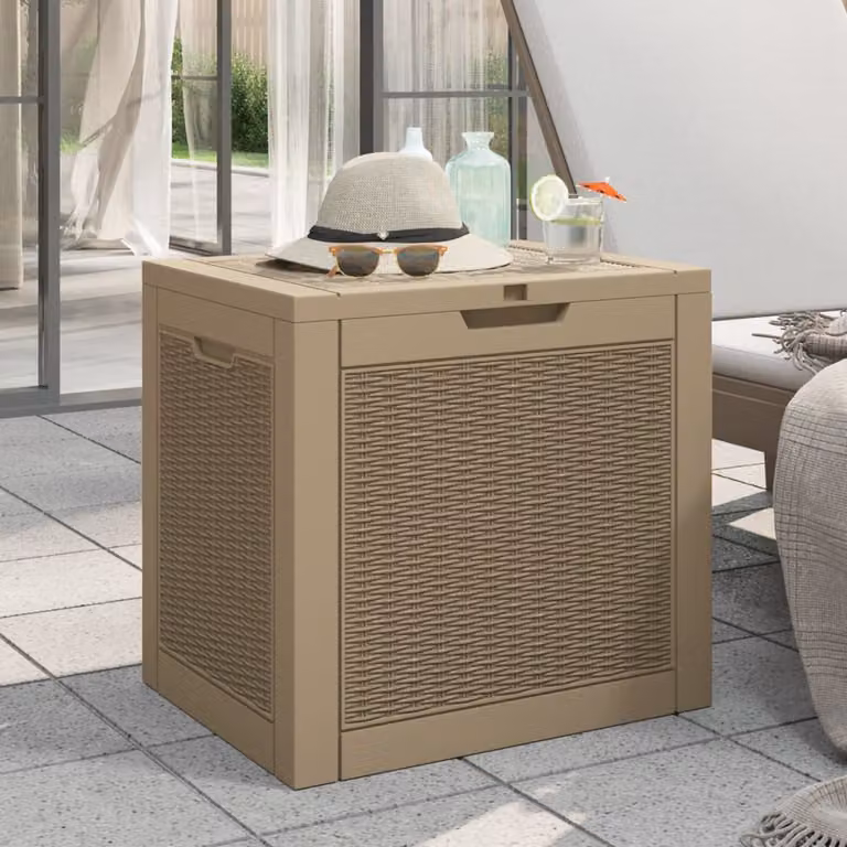 Contenitore da giardino vidaXL in polipropilene, colore marrone chiaro/beige, L 55,5 cm x P 43 cm x H 53 cm