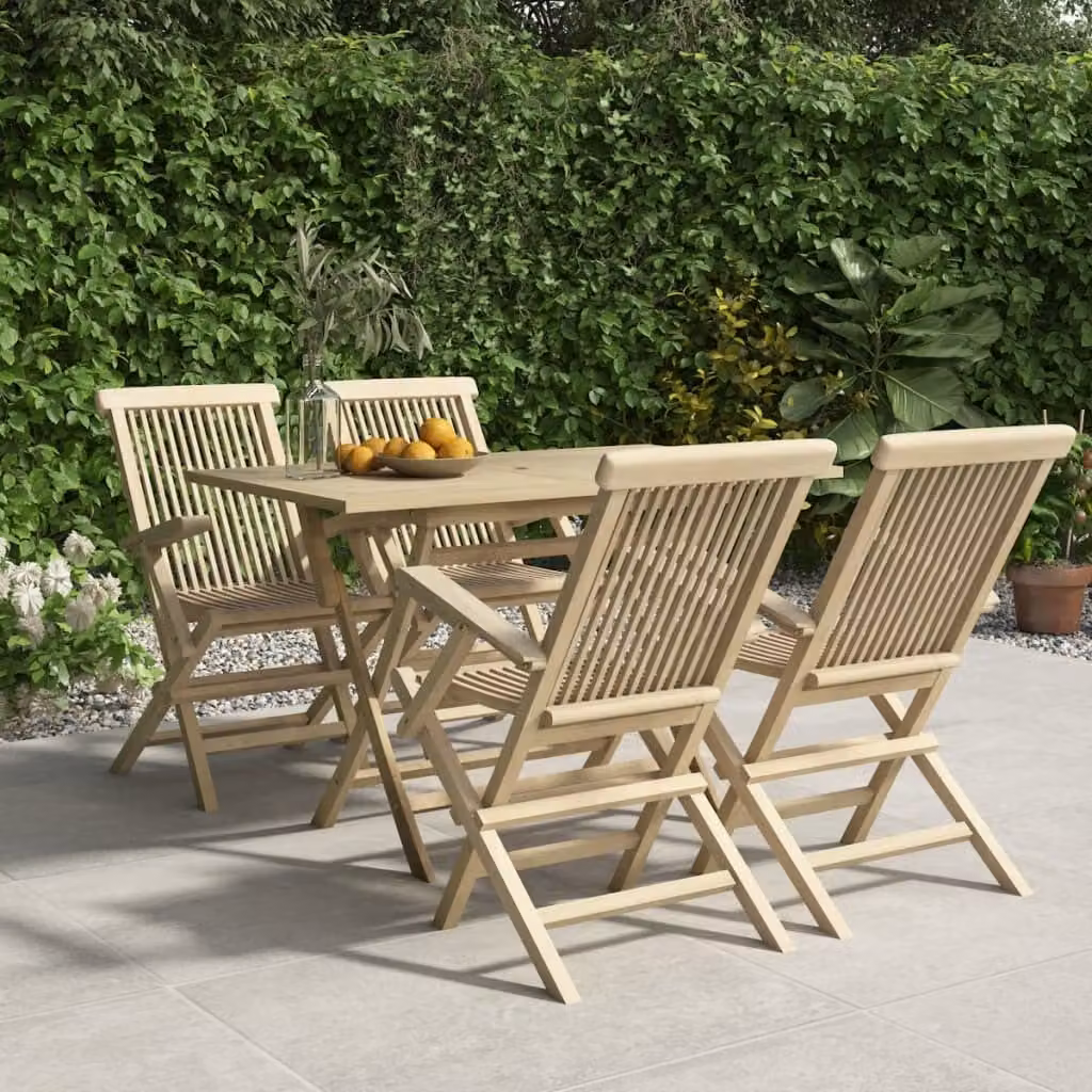 The Living Store Set da pranzo da giardino 5 pezzi in teak massiccio grigio