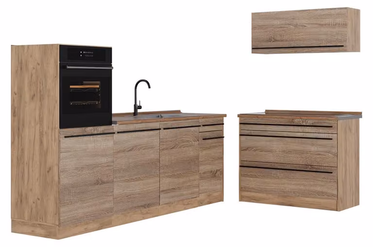 Cucina componibile Vicco R-Line Sonoma/Rovere dorato 220 cm piano di lavoro Rovere dorato, Model 67438