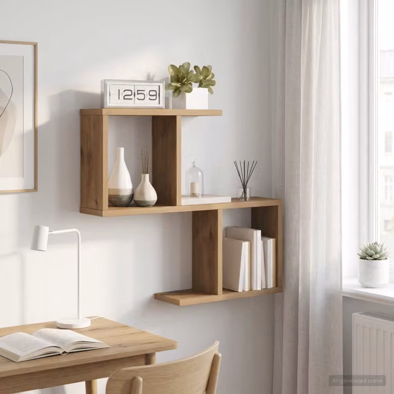 Scaffale da parete moderno vidaXL in legno color marrone L: 60 cm, P: 12 cm, H: 50,5 cm