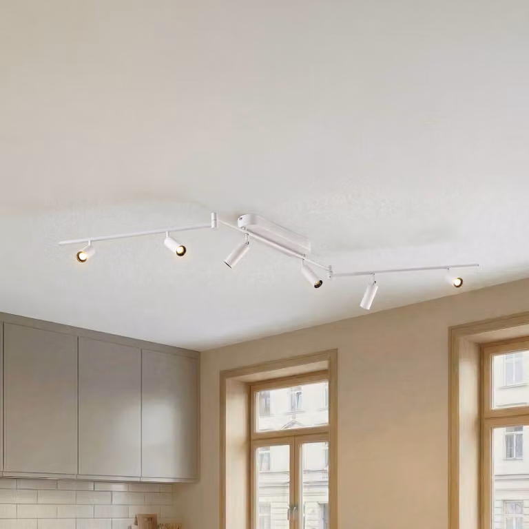 Plafoniera a LED Eldrin Lindby, Bianco / Opale, Soggiorno / Sala da pranzo, Metallo, Moderno, Plafoniera LED