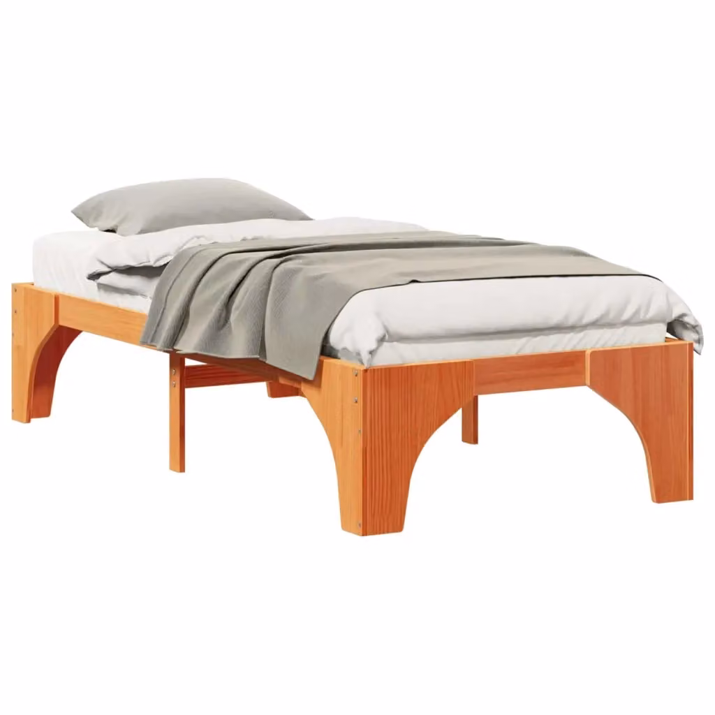 Struttura letto con giroletto in pino massello marrone L: 190 cm, L: 75 cm – 2