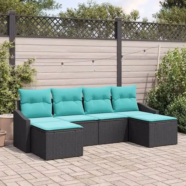 Set di divani 6 pz Nero polyrattan 3346836